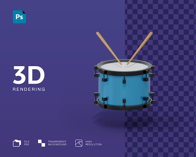 Ilustração 3D do tambor