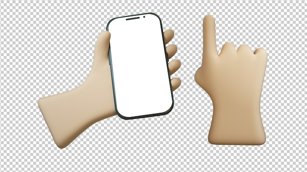 PSD ilustração 3d do telefone em estilo cartoon, isolado à mão
