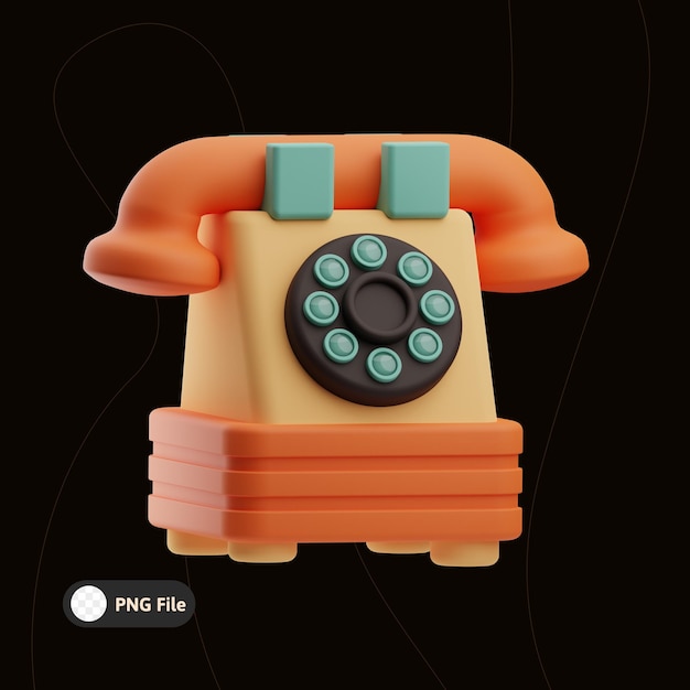 PSD ilustração 3d do telefone rotativo