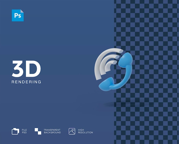 PSD ilustração 3d do telefone