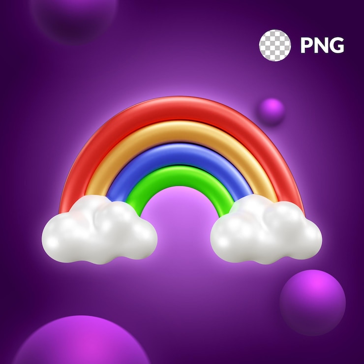 PSD ilustração 3d do tempo da nuvem do arco-íris