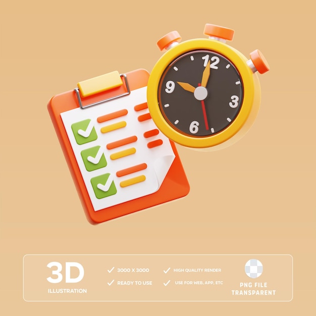 Ilustração 3D do tempo produtivo do PSD