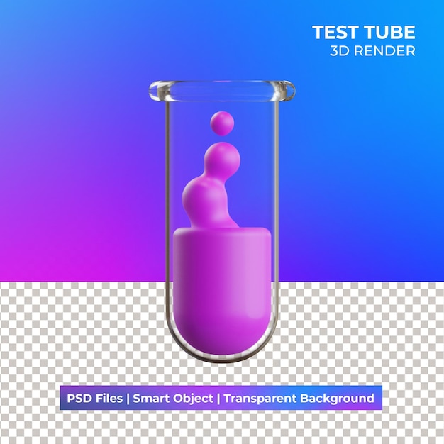 PSD ilustração 3d do tubo de ensaio isolada