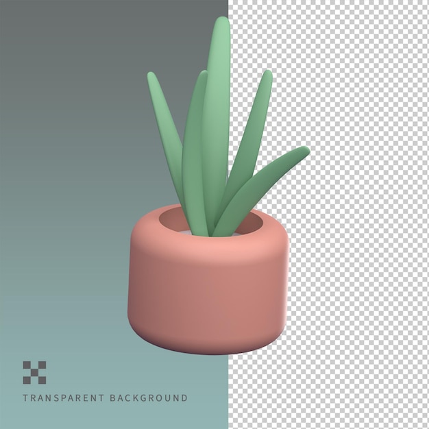 PSD ilustração 3d do vaso da planta psd