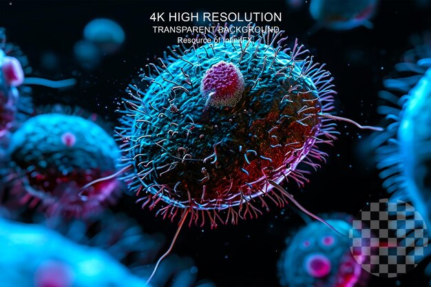 PSD ilustração 3d do vírus perigoso da varíola médica em fundo transparente