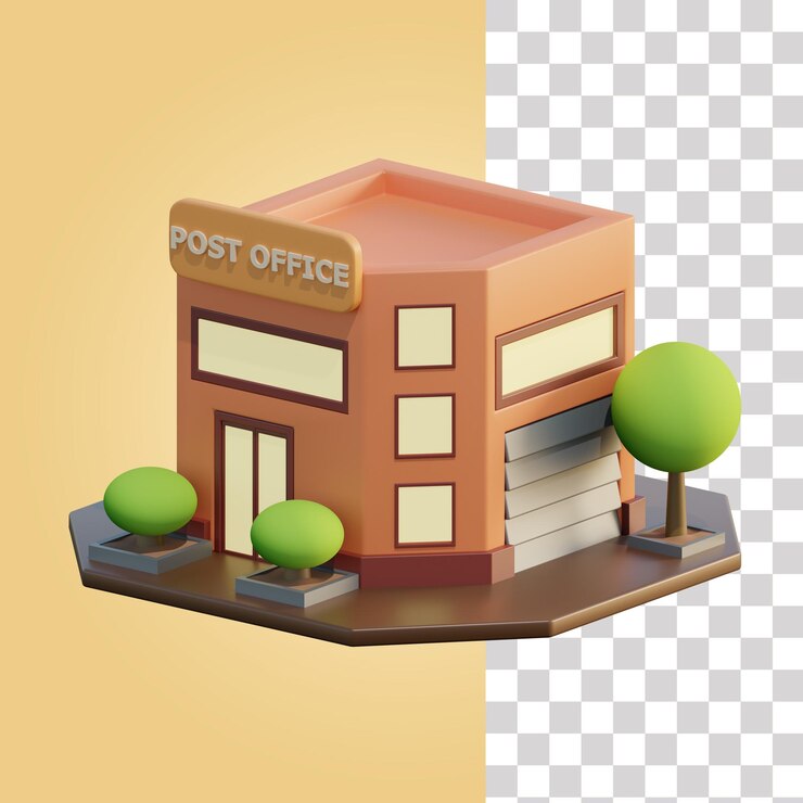 PSD ilustração 3d dos correios