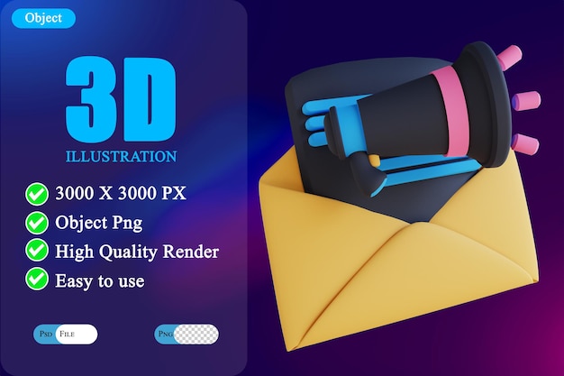 PSD ilustração 3d e-mail marketing 2