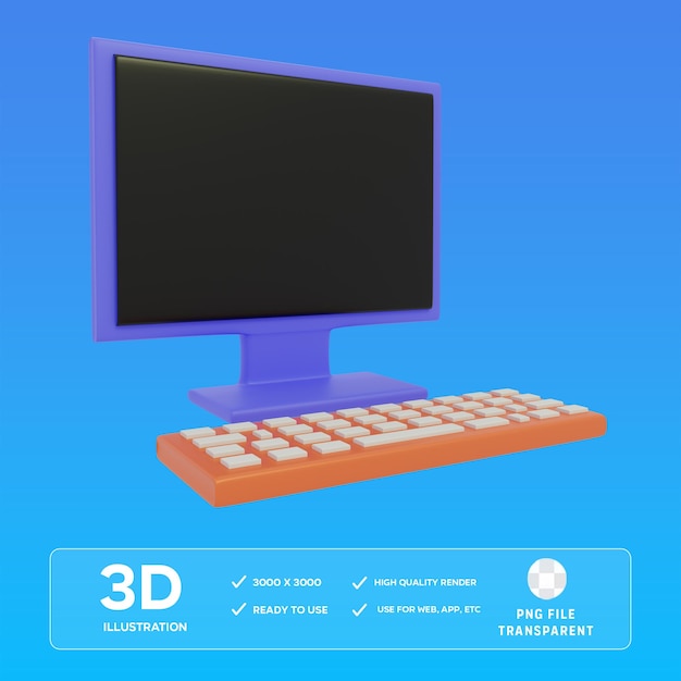 Ilustração 3D em computador PSD