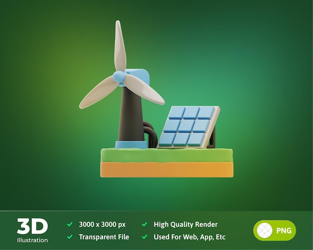 PSD ilustração 3d energia renovável