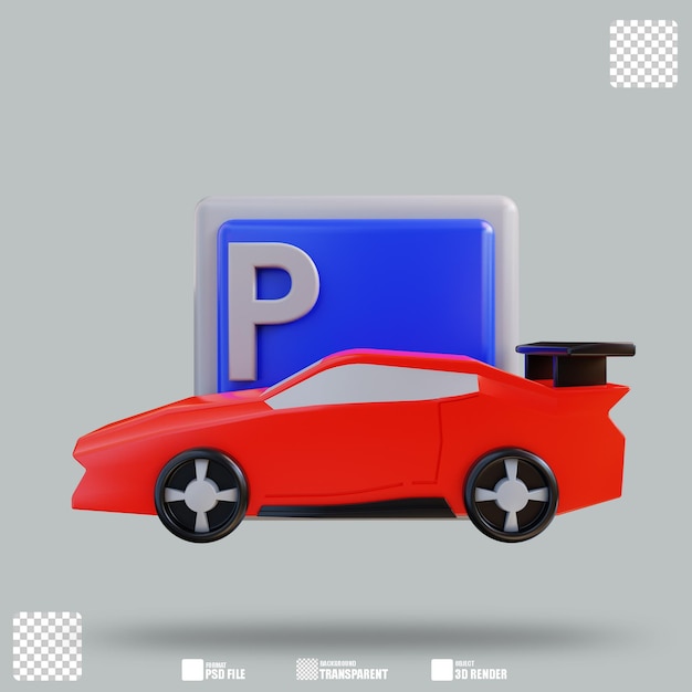 PSD ilustração 3d estacionamento 2