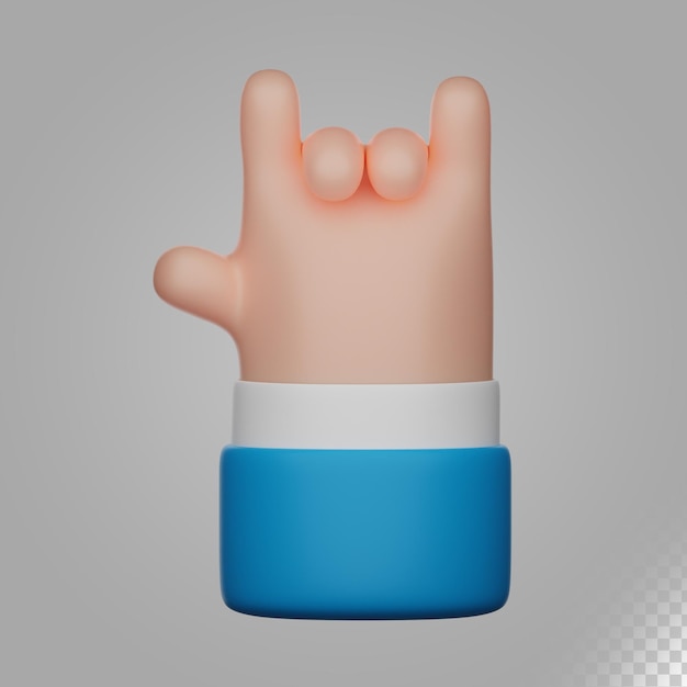 ilustração 3d eu te amo sinal de gesto de mão