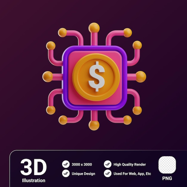 Ilustração 3D Fintech de objeto de pagamento sem contato
