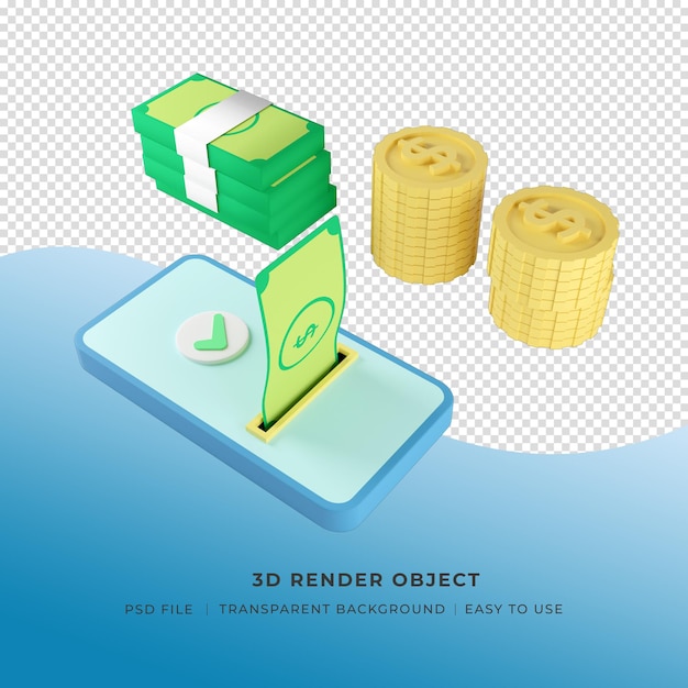 PSD ilustração 3d fintech