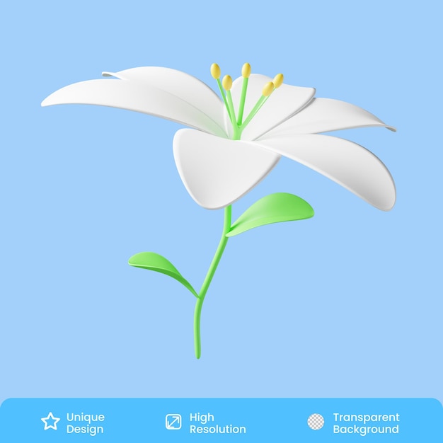 PSD ilustração 3d floral de lírio