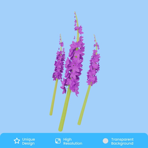 PSD ilustração 3d floral de orquídea