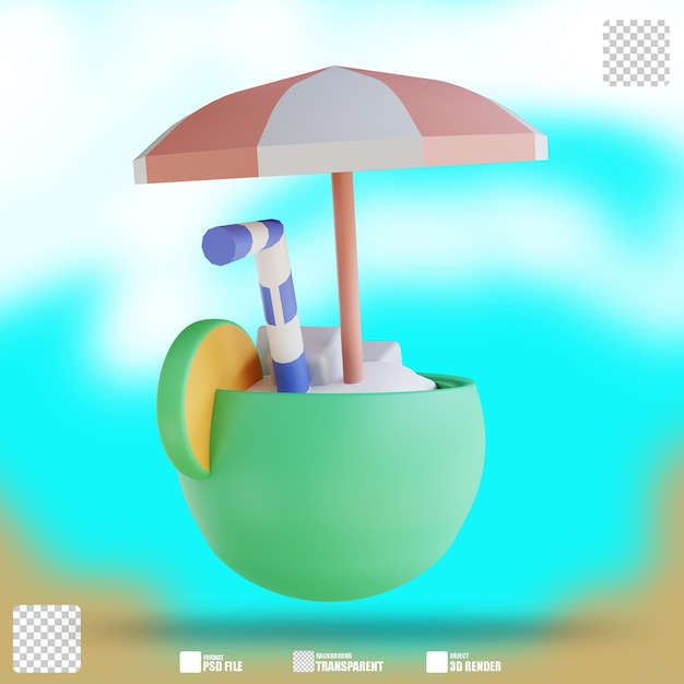 Ilustração 3d gelo de coco 2