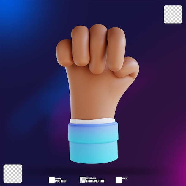 ilustração 3D Gestos de mão cerrados 2 das mãos