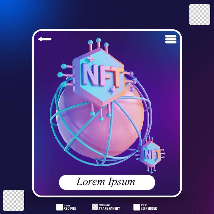 PSD ilustração 3d global nft 2