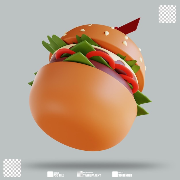 Ilustração 3d hambúrguer 3