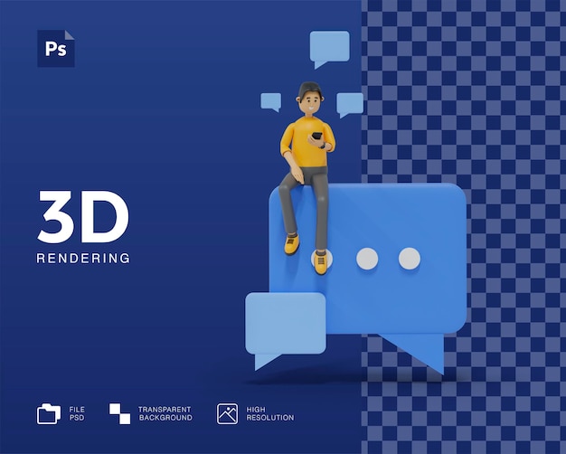 Ilustração 3d homem conversando