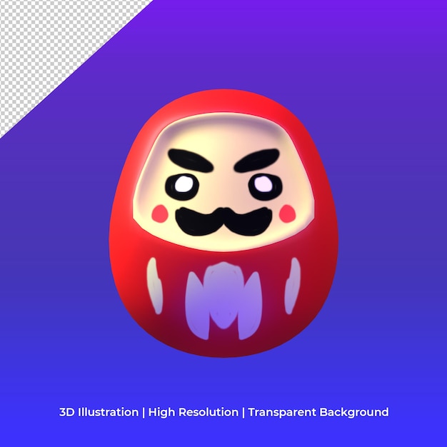 ilustração 3d ícone de boneca japonesa daruma