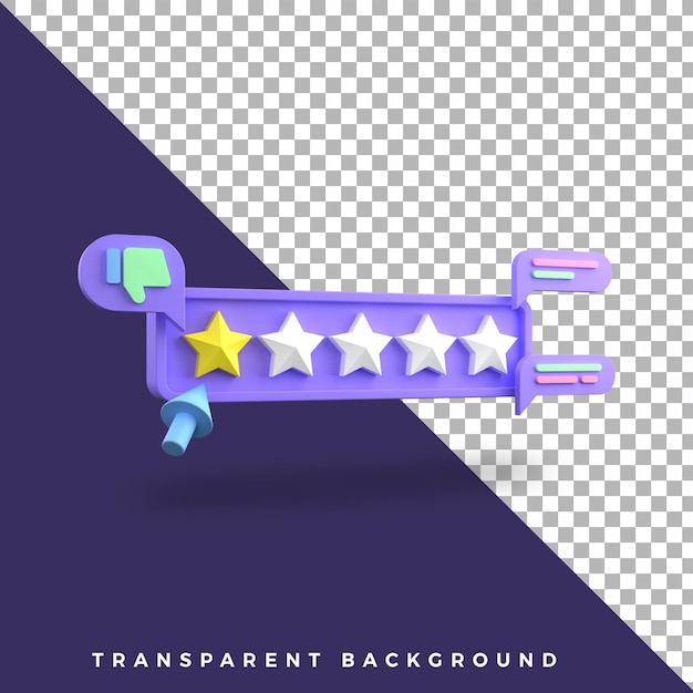 Ilustração 3D ícone de feedback de taxa ruim isolado de alta qualidade
