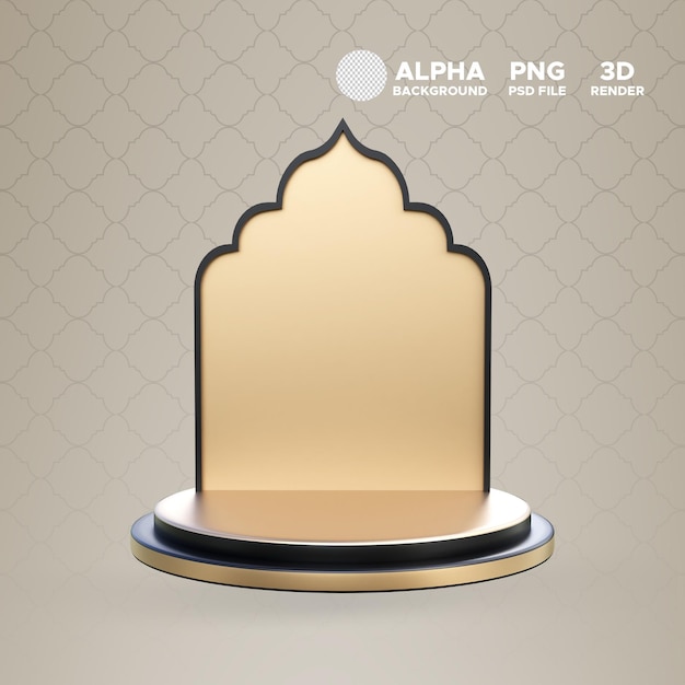 PSD ilustração 3d ícone do pódio frontal do ramadã para objeto isolado de design
