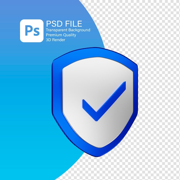 PSD ilustração 3d ícone do sistema de segurança segura renderização em 3d