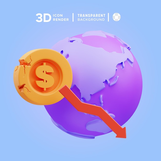 PSD ilustração 3d internacional da psd recessão