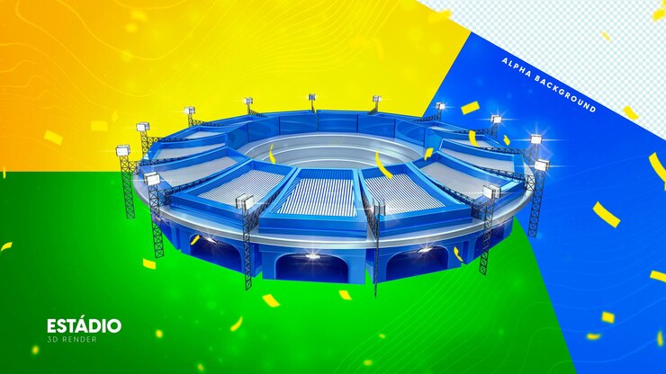 PSD ilustração 3d isolada do estádio de futebol