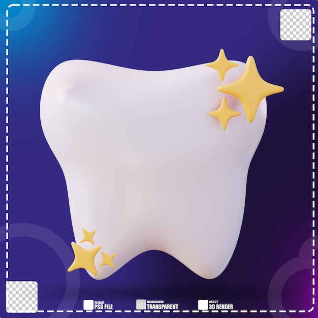 PSD ilustração 3d limpar dentes brilhantes 2