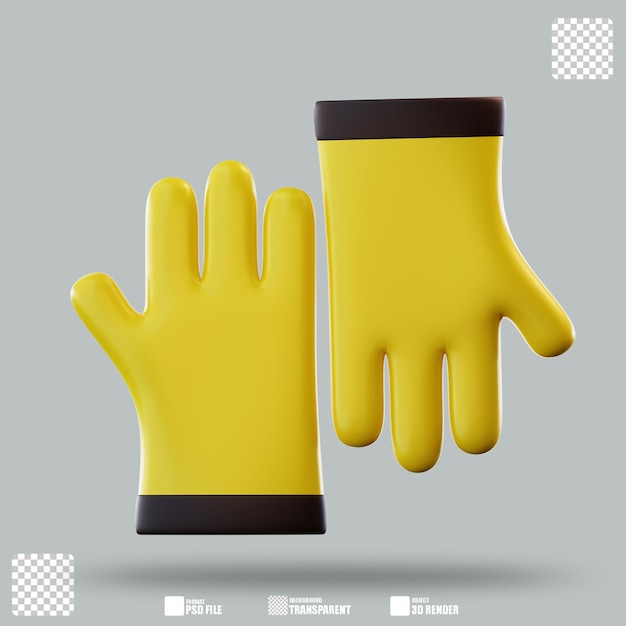 Ilustração 3D Luvas agrícolas