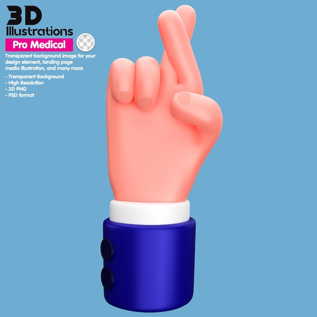 ilustração 3D Mãos de ícone