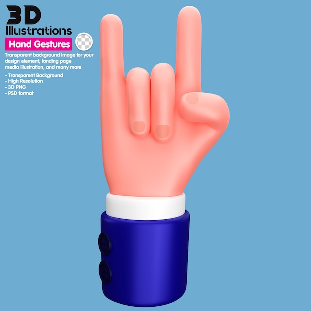 ilustração 3D Mãos de ícone
