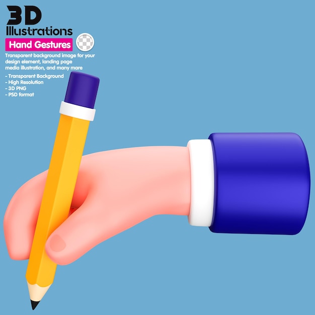 PSD ilustração 3d mãos de ícone