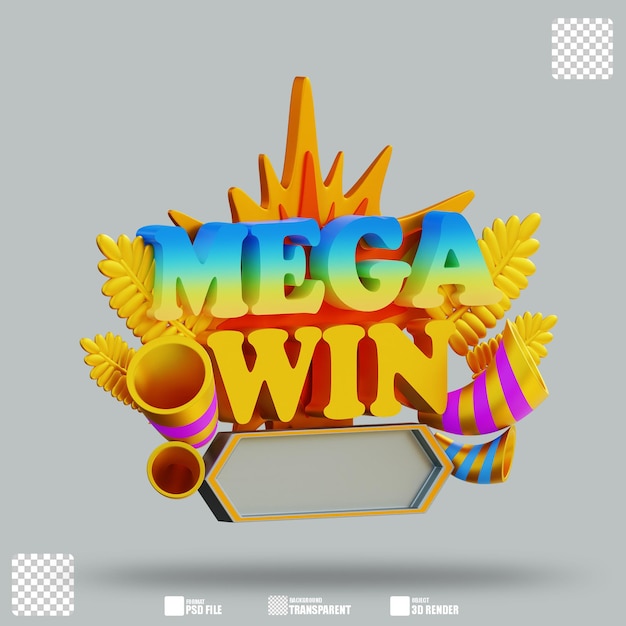 PSD ilustração 3d mega win 3