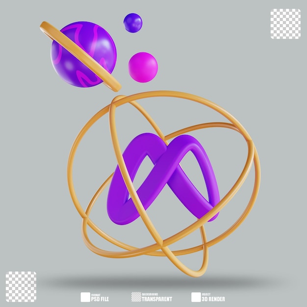 PSD ilustração 3d metaverse logo 2