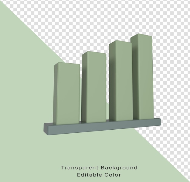 PSD ilustração 3d mínima conceito de crescimento gráfico gráfico ícone de barra 3d render