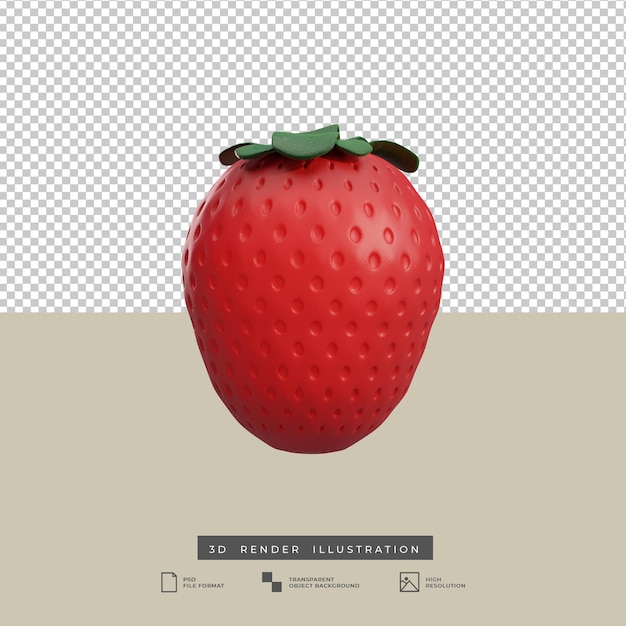 PSD ilustração 3d morango fruta