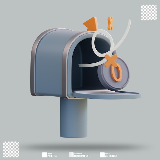 Ilustração 3D Não Caixa de Entrada 3