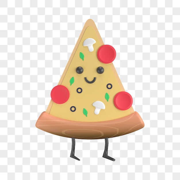 Ilustração 3d personagem de fatia de pizza