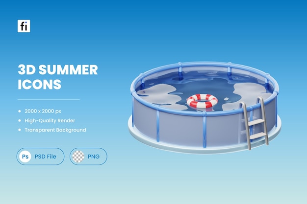 PSD ilustração 3d piscina de verão