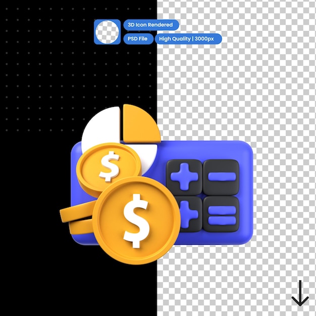 Ilustração 3d psd de cálculo financeiro