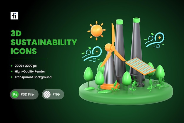 Ilustração 3D Recursos Renováveis Sustentáveis