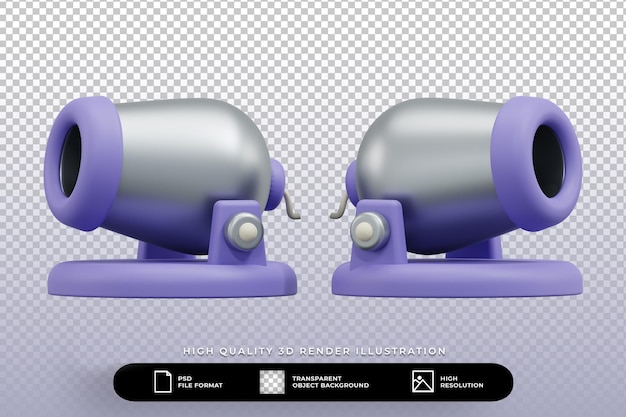 Ilustração 3d render conjunto isolado ícone canon