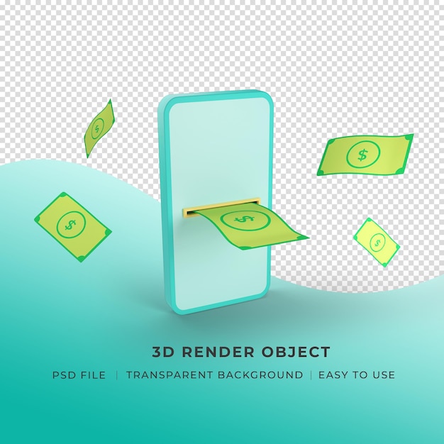 PSD ilustração 3d render fintech