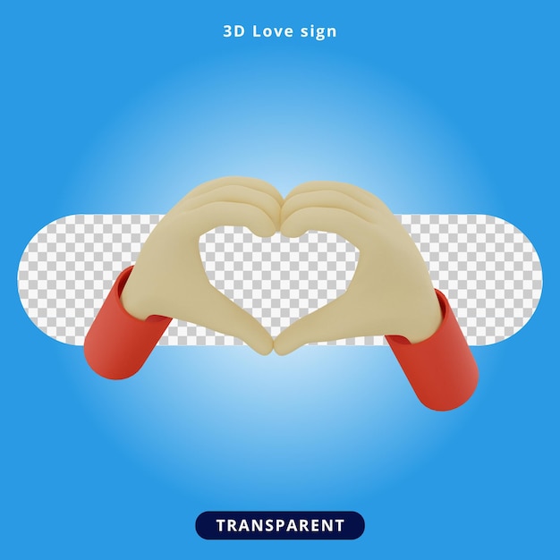 PSD ilustração 3d rendering love sign