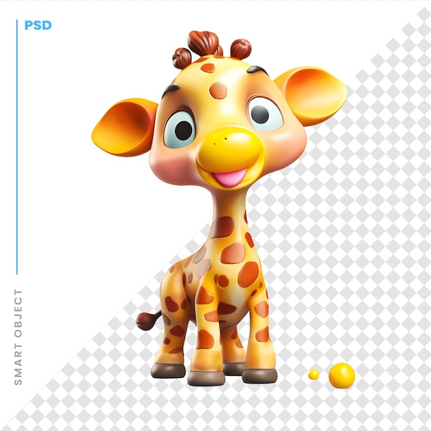 Ilustração 3d renderizada do personagem de desenho animado girafa isolado no fundo branco