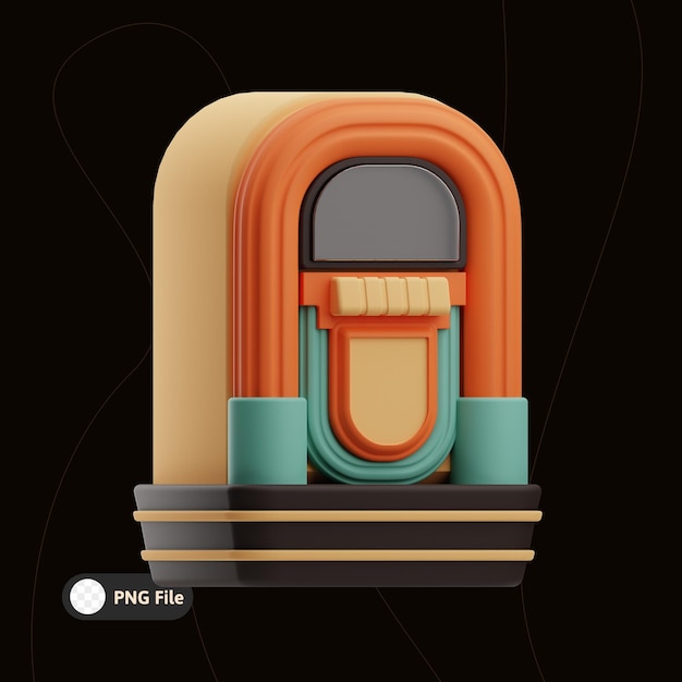 PSD ilustração 3d retro de jukebox