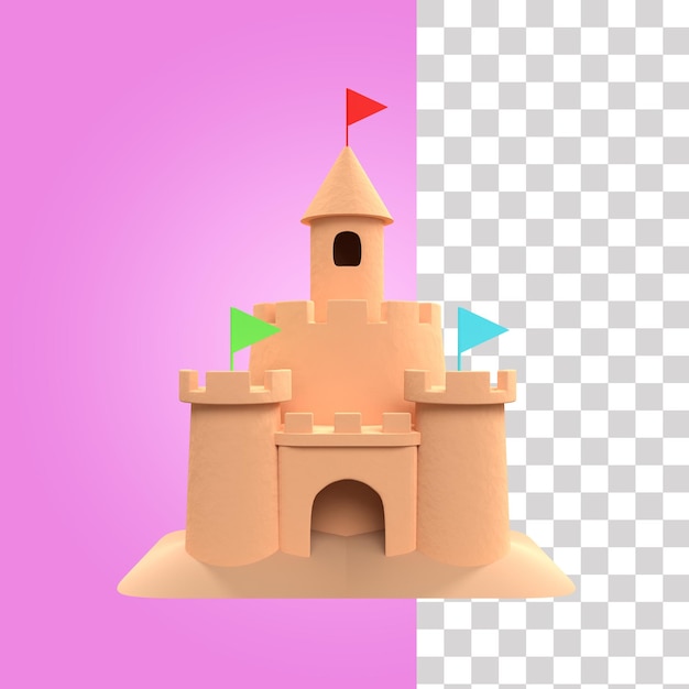 Ilustração 3d sand castle